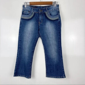 Citizens of Humanity Low Waist Bootcut Cropped Jeans Embroidered Pockets Size 26